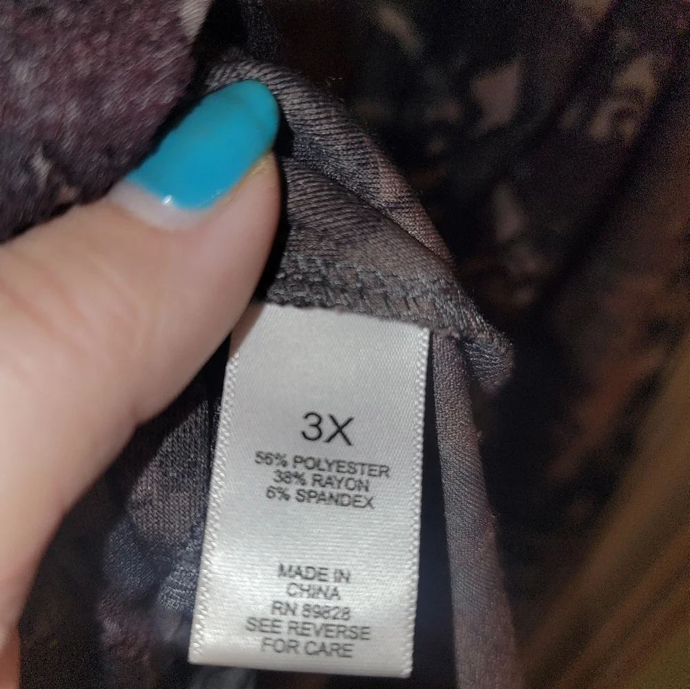 NWOT LOGO Lori Goldstein 3X jacquard tie dye neutral color shirt with pockets - Picture 7 of 7